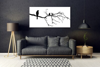 Glasfoto Birds Twig Art Nature