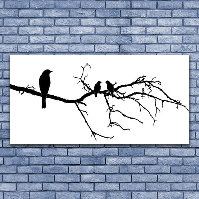 Glasfoto Birds Twig Art Nature