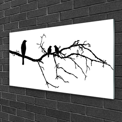 Glasfoto Birds Twig Art Nature