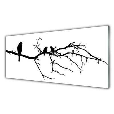 Glasfoto Birds Twig Art Nature