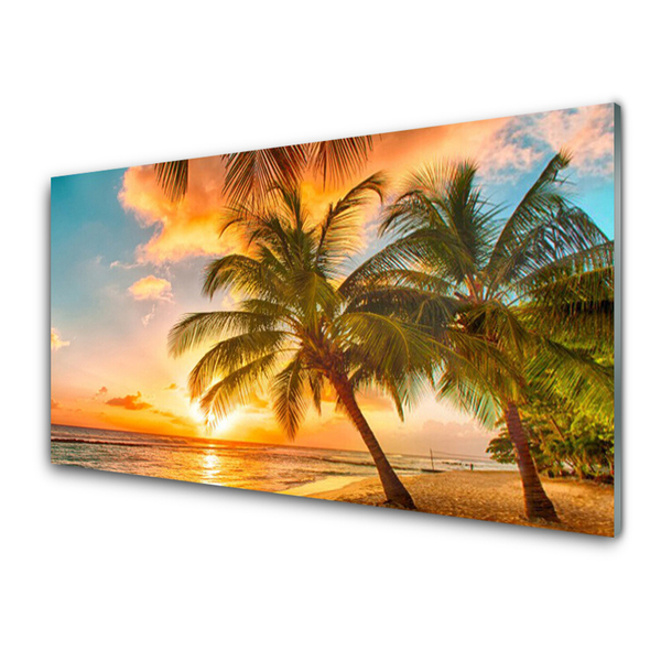 Glas billede Palm Tree Sea Landscape