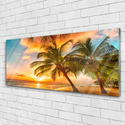 Glas billede Palm Tree Sea Landscape