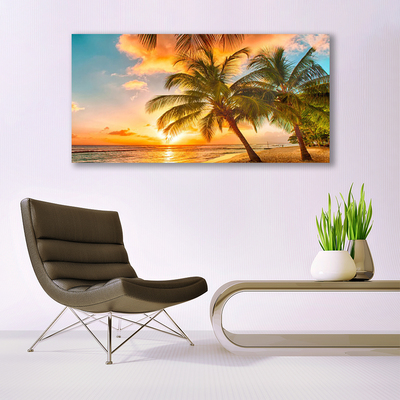 Glas billede Palm Tree Sea Landscape