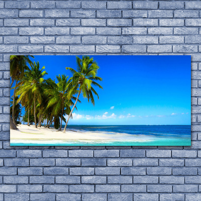 Glasbillede Palm Tree Sea Landscape