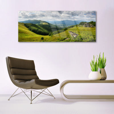 Billede i glas Mountain Meadow Landscape