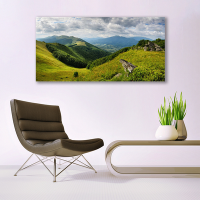 Billede i glas Mountain Meadow Landscape