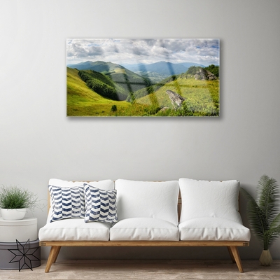 Billede i glas Mountain Meadow Landscape