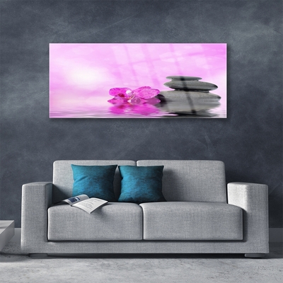 Glas billede Flower Art Pink