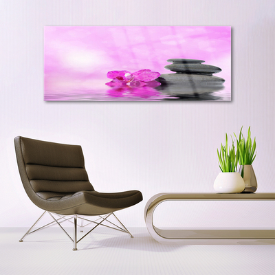 Glas billede Flower Art Pink