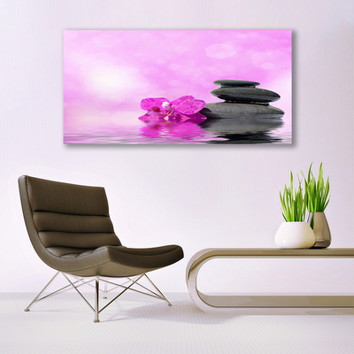 Glas billede Flower Art Pink