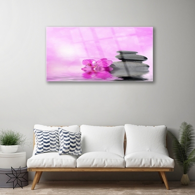 Glas billede Flower Art Pink