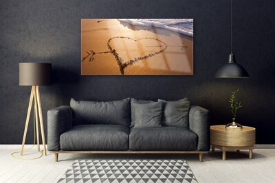 Print på glas Strand Hjerte Hav Kunst