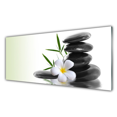 Glasfoto Flower Stones Art