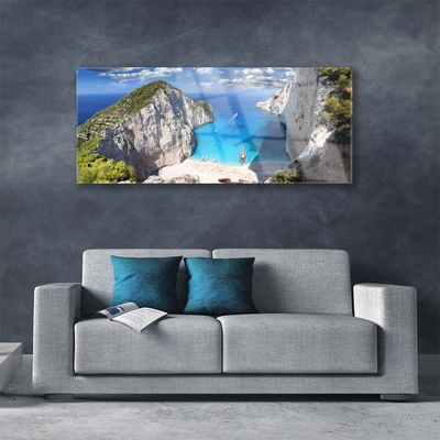 Glas billede Bay Mountain Beach Landscape