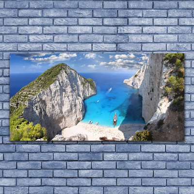 Glas billede Bay Mountain Beach Landscape