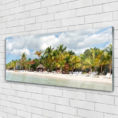 Billede glas Beach Palm Trees Landscape