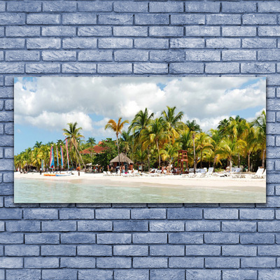 Billede glas Beach Palm Trees Landscape