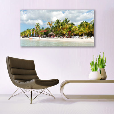 Billede glas Beach Palm Trees Landscape