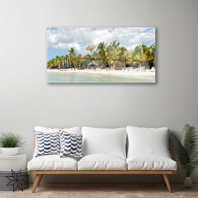 Billede glas Beach Palm Trees Landscape