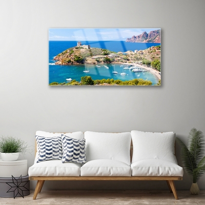 Print på glas Bay Mountain Beach Landscape