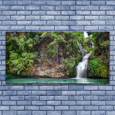 Billede i glas Vandfald Klippe Natur