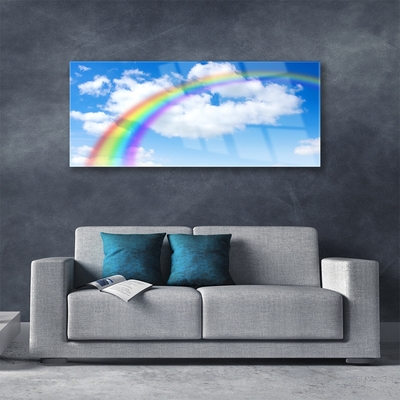 Billede glas Rainbow Sky Clouds Nature