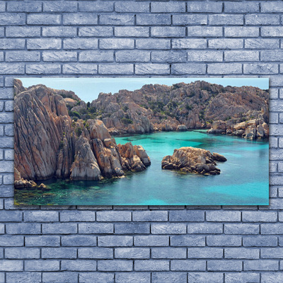 Glasfoto Bay Rocks Sea Landscape