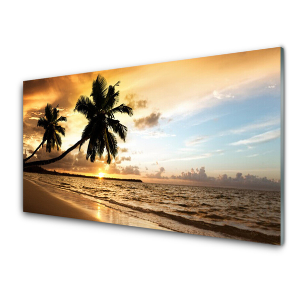 Glasfoto Palm Trees Beach Landscape