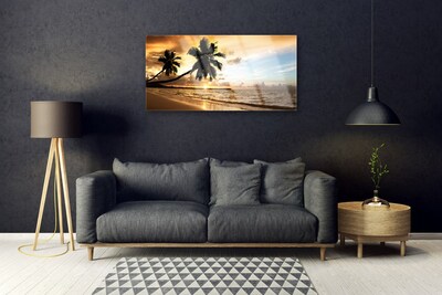 Glasfoto Palm Trees Beach Landscape