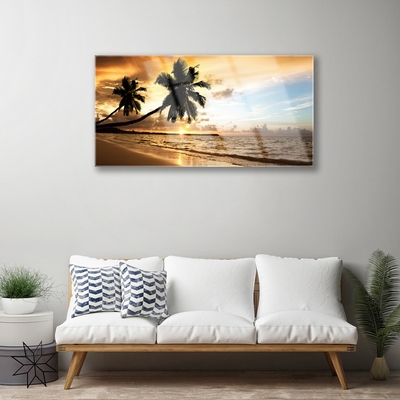 Glasfoto Palm Trees Beach Landscape