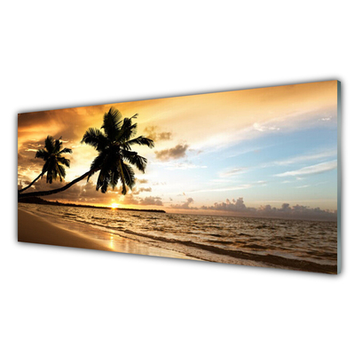 Glasfoto Palm Trees Beach Landscape