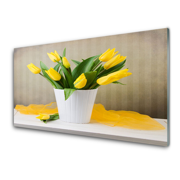 Print på glas Tulipaner Blomster Plante