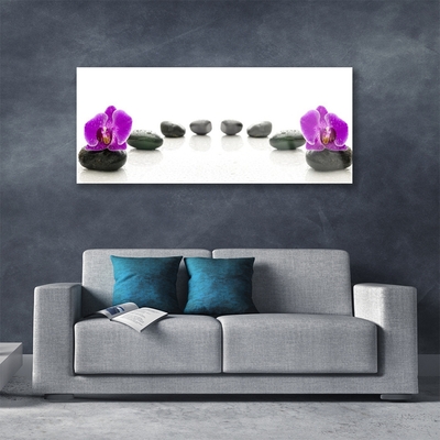 Glasbillede Flower Orchids Pebbles