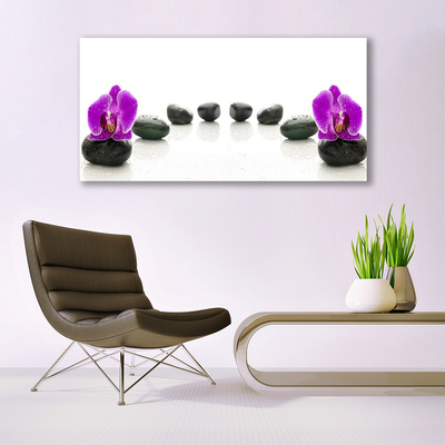 Glasbillede Flower Orchids Pebbles