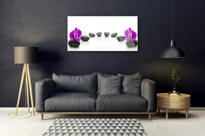 Glasbillede Flower Orchids Pebbles