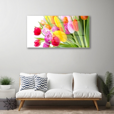 Glasfoto Tulipaner Blomster Plante