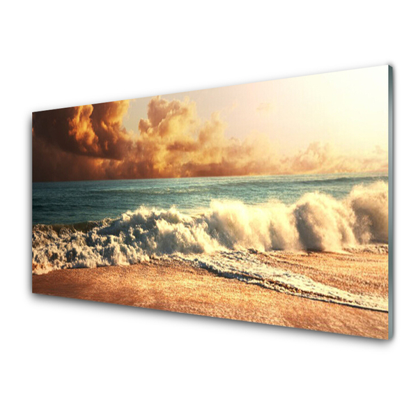 Glas billede Ocean Beach Waves Landscape