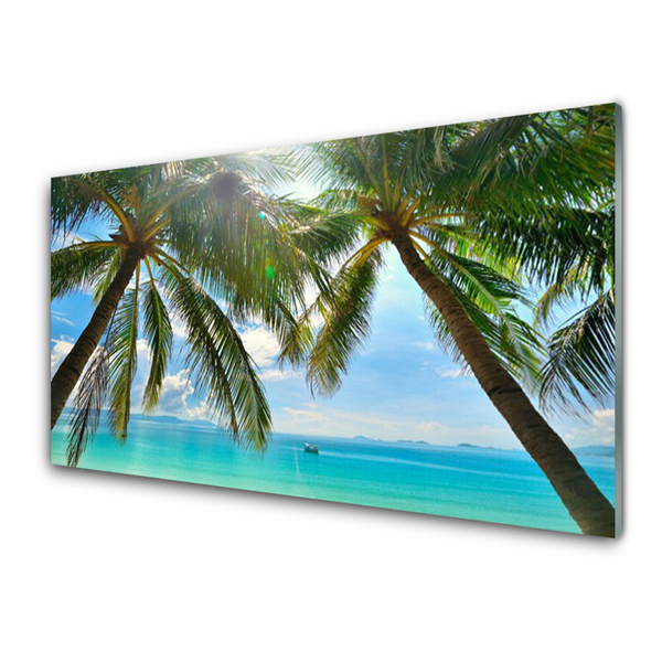 Glasfoto Palm Tree Sea Landscape