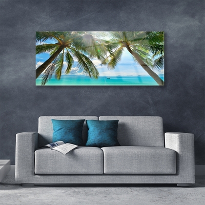 Glasfoto Palm Tree Sea Landscape