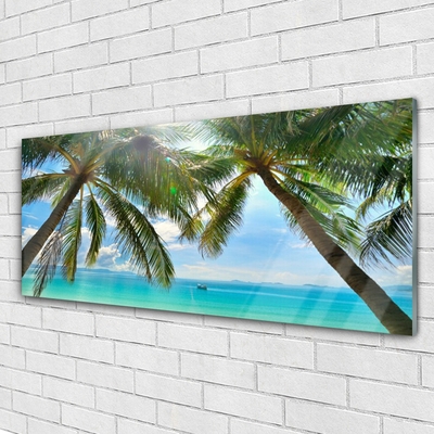 Glasfoto Palm Tree Sea Landscape