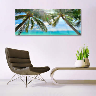 Glasfoto Palm Tree Sea Landscape