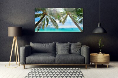 Glasfoto Palm Tree Sea Landscape