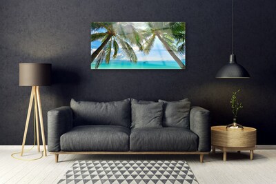 Glasfoto Palm Tree Sea Landscape