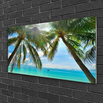 Glasfoto Palm Tree Sea Landscape