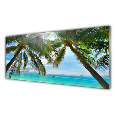 Glasfoto Palm Tree Sea Landscape