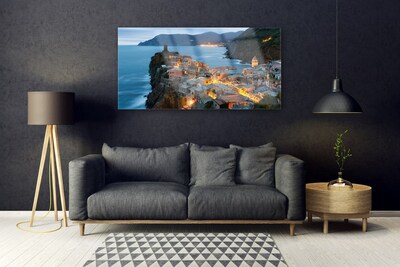 Glasbillede Sea City Mountains Landscape