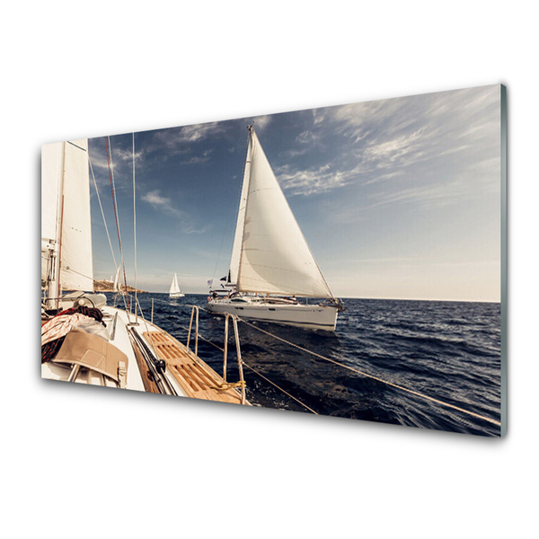 Billede glas Boats Sea Landscape