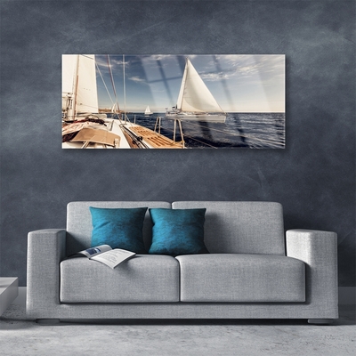 Billede glas Boats Sea Landscape