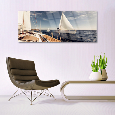 Billede glas Boats Sea Landscape