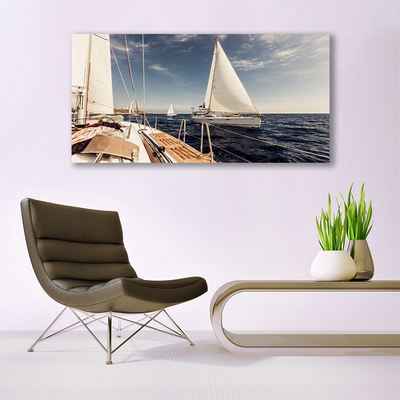 Billede glas Boats Sea Landscape